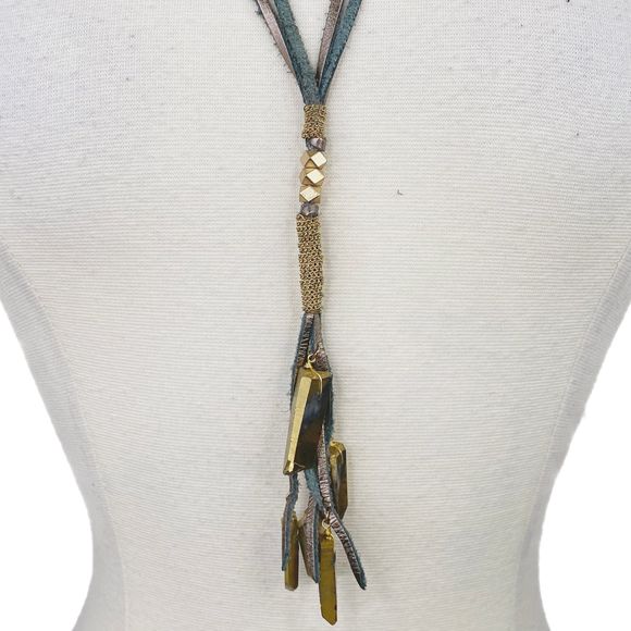 Nakamol Bohemian Golden Leather Necklace - Picture 2 of 6